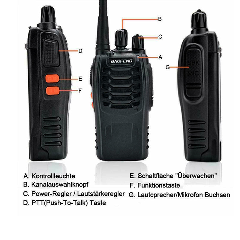 BF-88E Walkie Talkie UHF Two Way Radio 2PCS With Earbuds