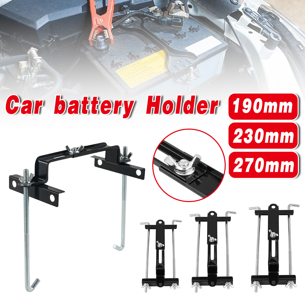 Adjustable Car Battery Fixing Bracket Holder Mount Clamp