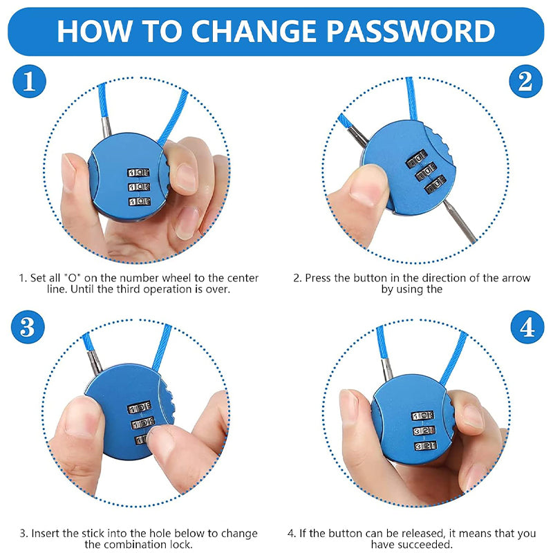 Combination Lock Padlock 3 Digit Security 1PC for Bike Shelves