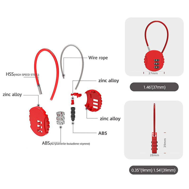 Combination Lock Padlock 3 Digit Security 1PC for Bike Shelves