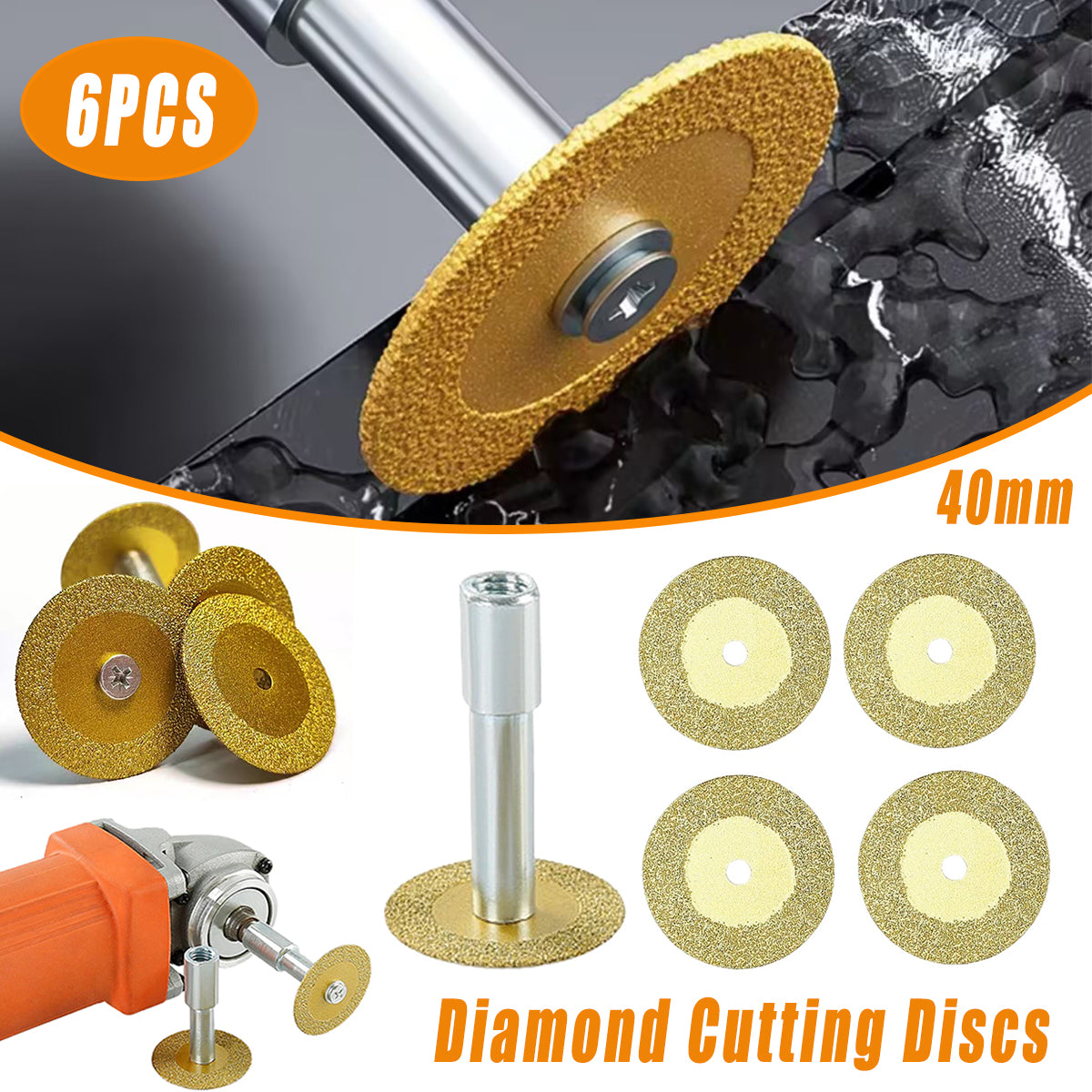 6PCS HSS Circular Saw Blades Set for Rotary Tools Cutting Discs with Mandrel