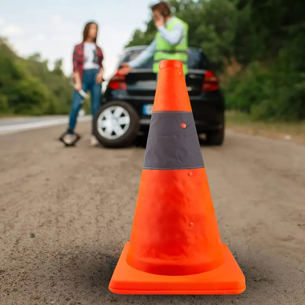 Folding Reflective Road Warning Cone Expandable Safety Barrier