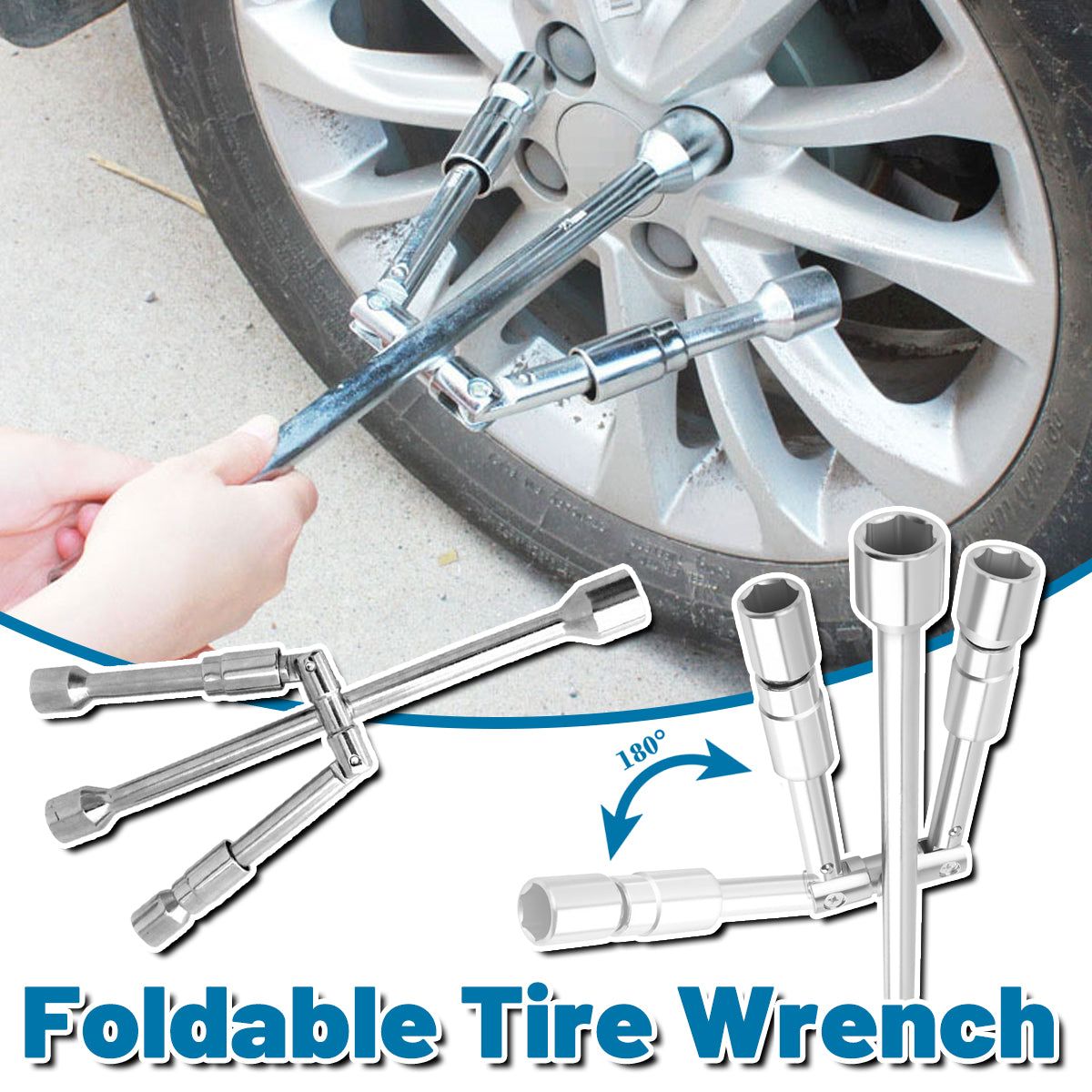 Foldable Tire Wrench Set Carbon Steel for Car SUV Truck Auto Repair