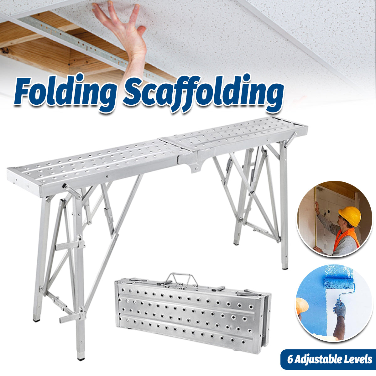 Folding Scaffolding Platform Galvanized Steel 150kg Load