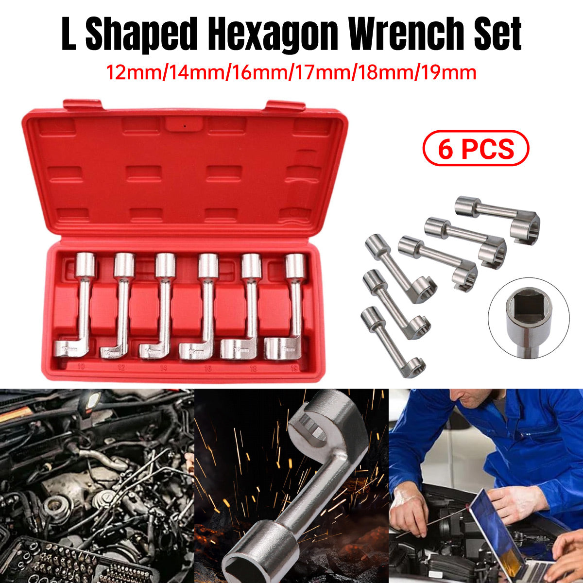 6PCS L-Shaped Hex Wrench Set CR-MO Steel for Car Repair
