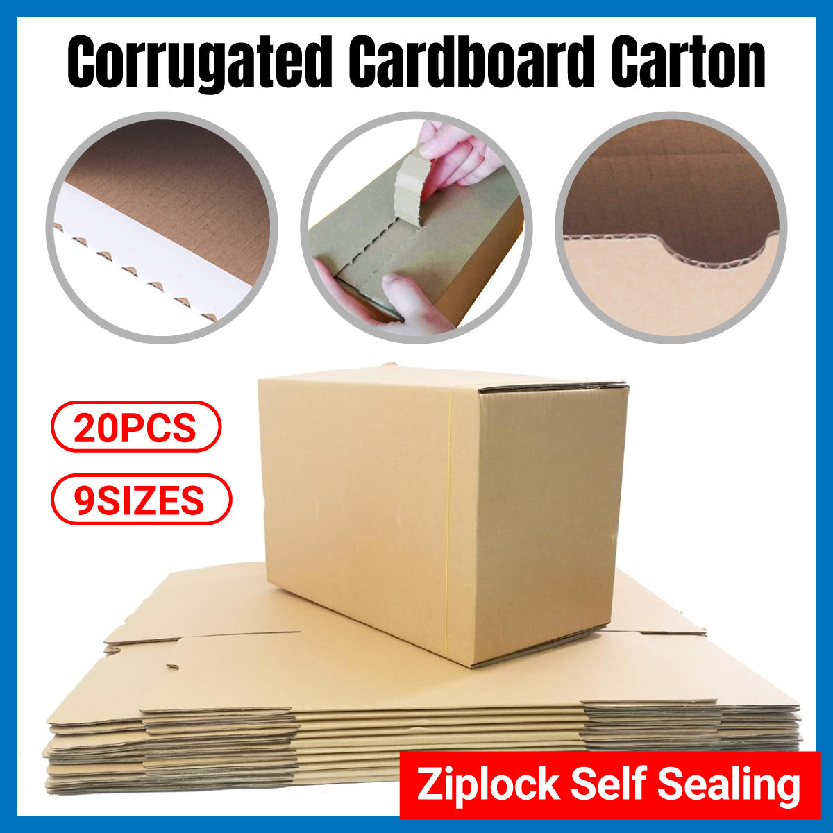 20PCS Corrugated Cardboard Boxes for Warehouse Storage Packing Shipping