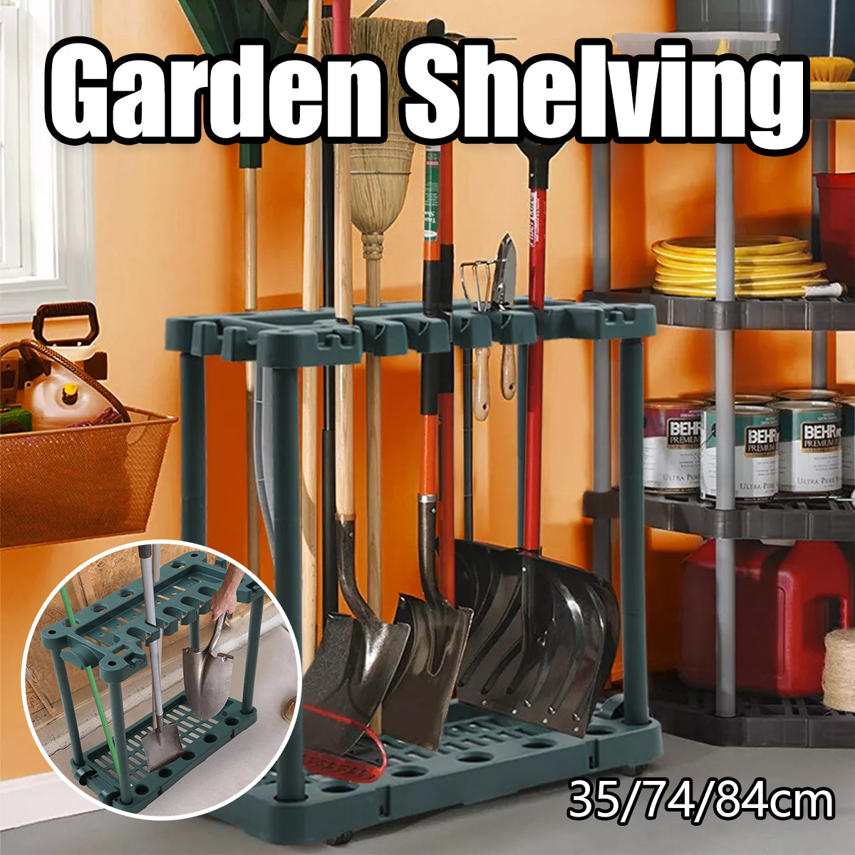 Tool Storage Rack Garden Shed Garage Organizer Handle Holder Wall Mount Farm