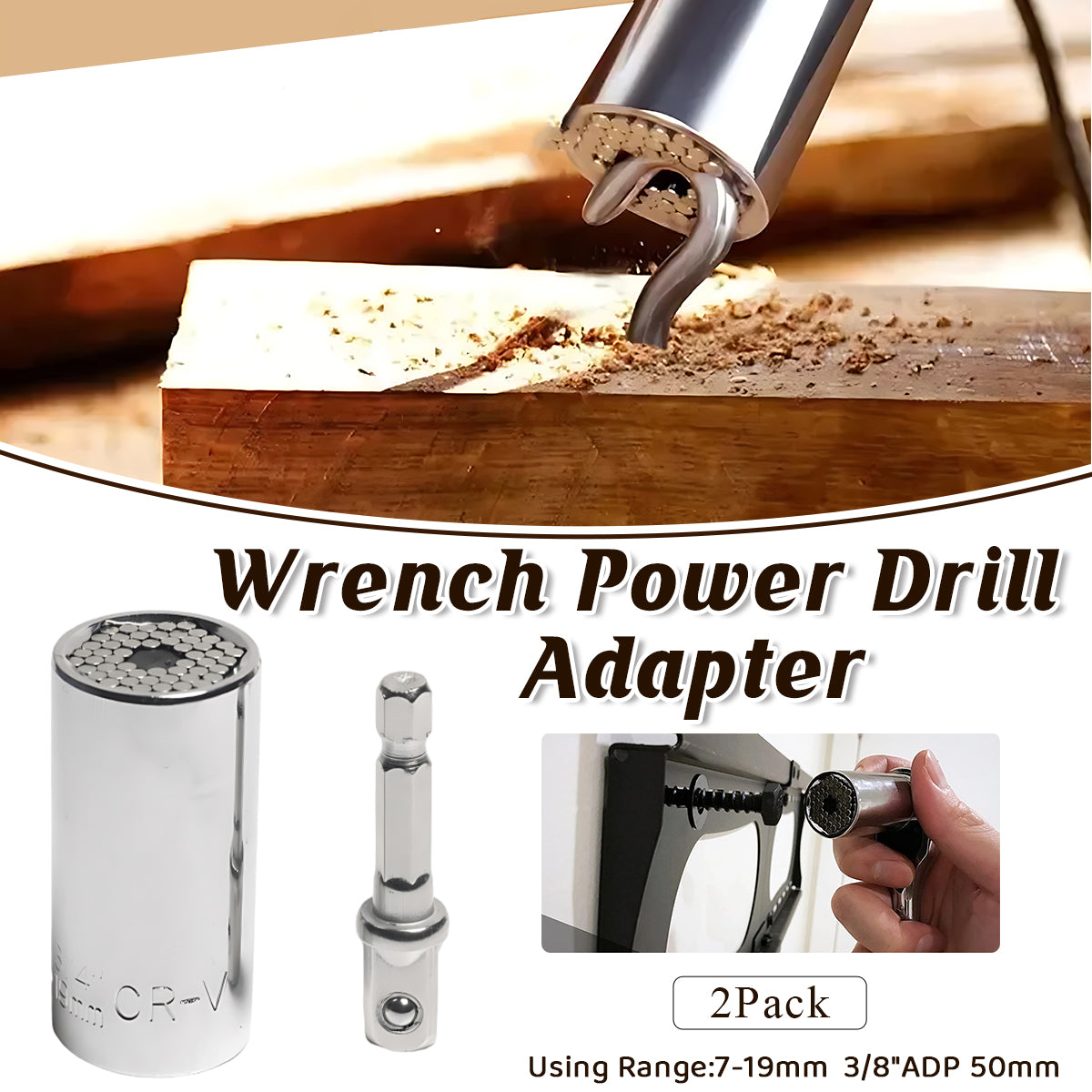 Universal Socket Grip Multi Function Ratchet Wrench Power Drill Tool Set