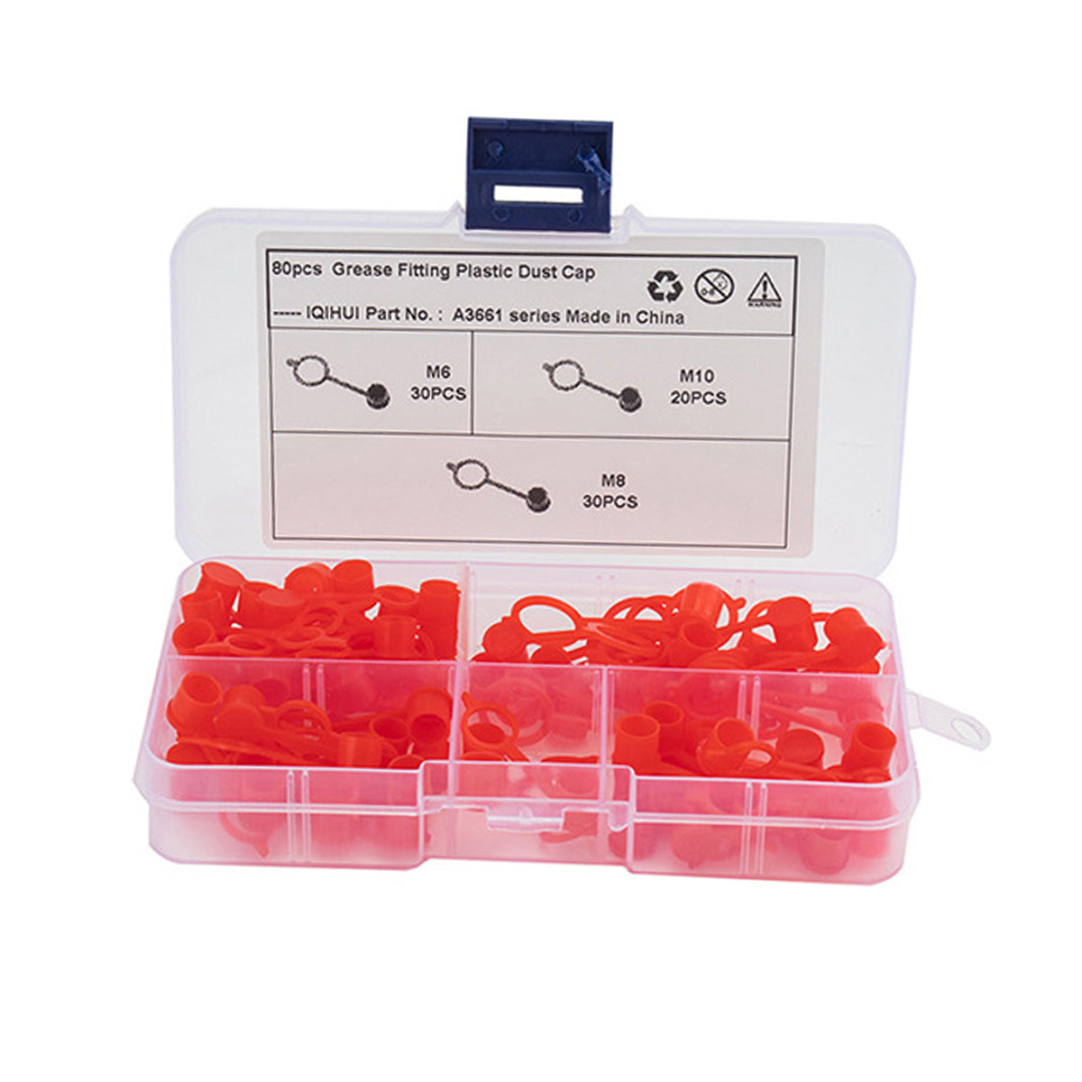 80pcs Grease Nipple Caps M6/M8/M10 Dust-Proof Oil Nozzle Covers