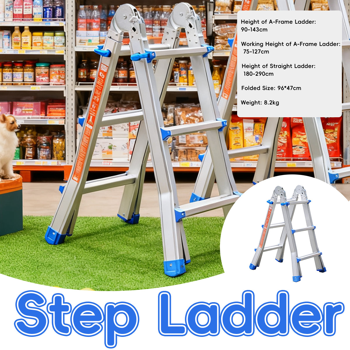 Folding Ladder 3 Step Aluminum Alloy Durable Ladder