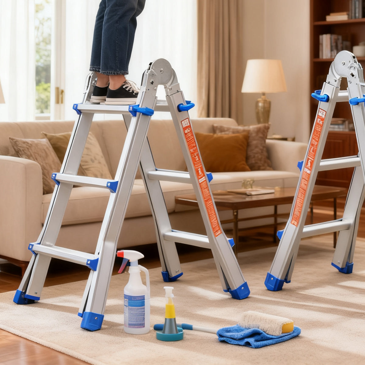 Folding Ladder 3 Step Aluminum Alloy Durable Ladder