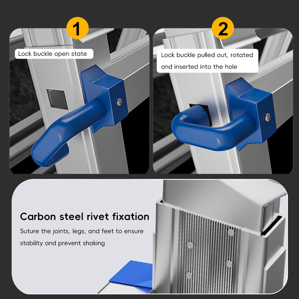 Folding Ladder 3 Step Aluminum Alloy Durable Ladder