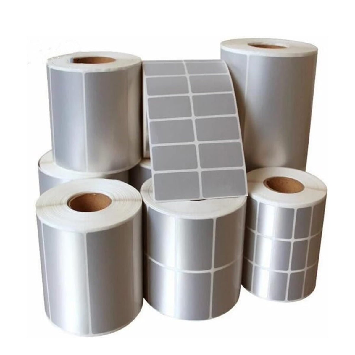 Silver PET Thermal Transfer Labels Waterproof Self Adhesive Sticker Roll