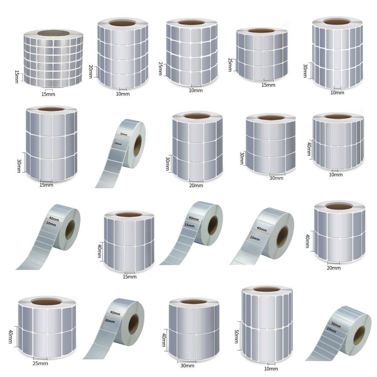 Silver PET Thermal Transfer Labels Waterproof Self Adhesive Sticker Roll