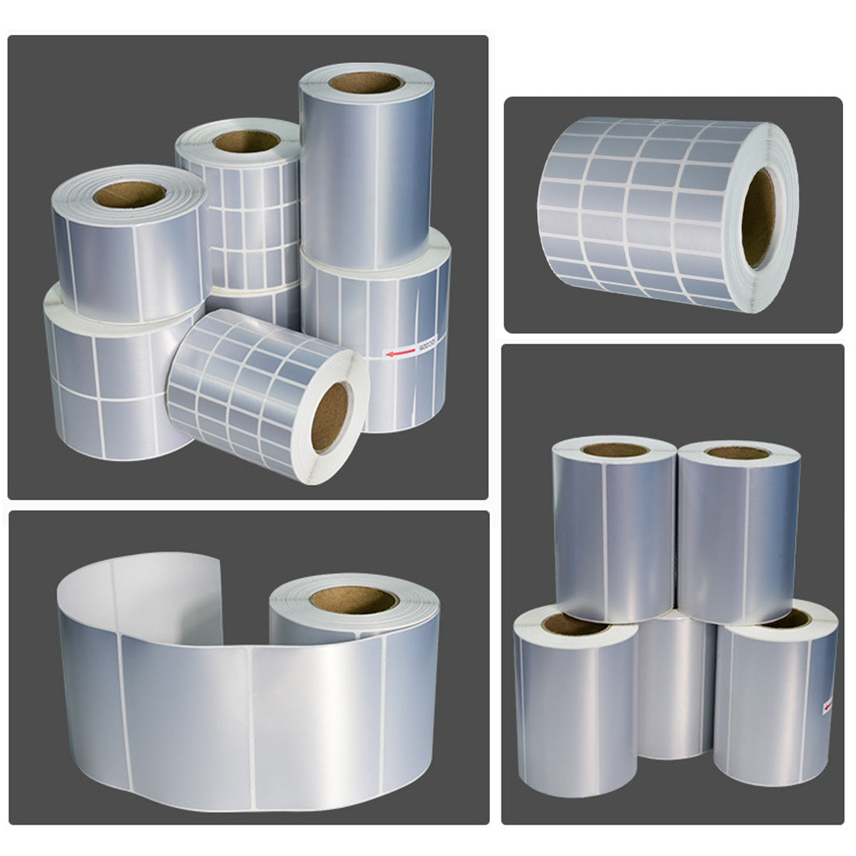 Silver PET Thermal Transfer Labels Waterproof Self Adhesive Sticker Roll
