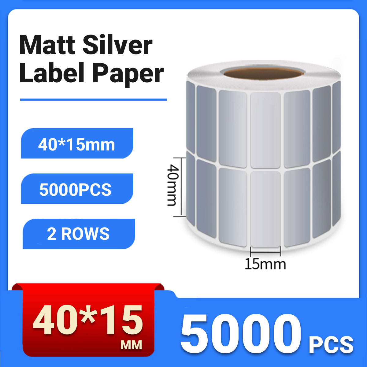 Silver PET Thermal Transfer Labels Waterproof Self Adhesive Sticker Roll