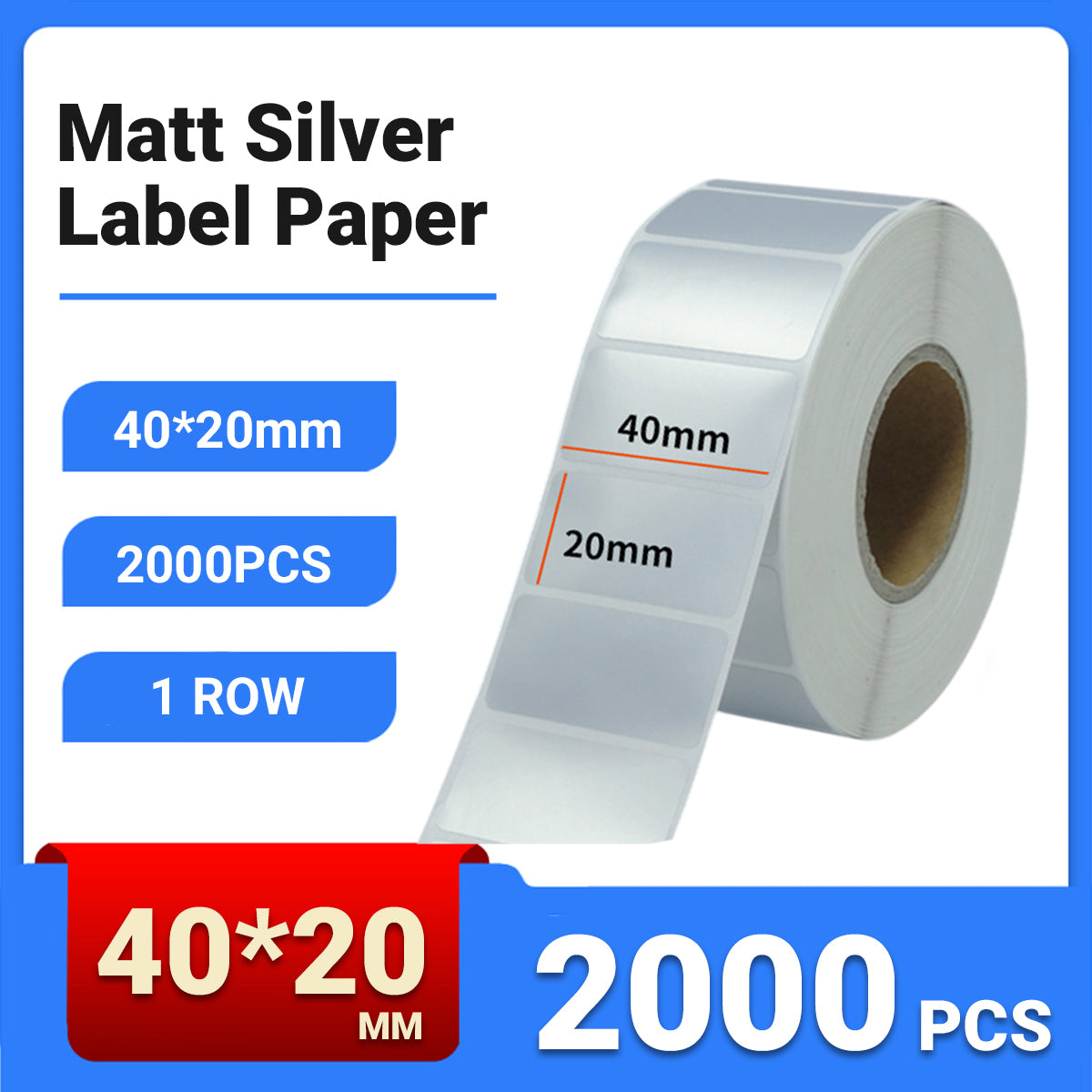 Silver PET Thermal Transfer Labels Waterproof Self Adhesive Sticker Roll