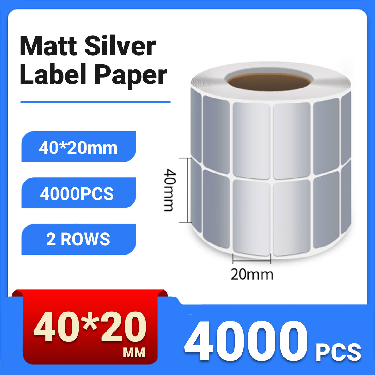 Silver PET Thermal Transfer Labels Waterproof Self Adhesive Sticker Roll