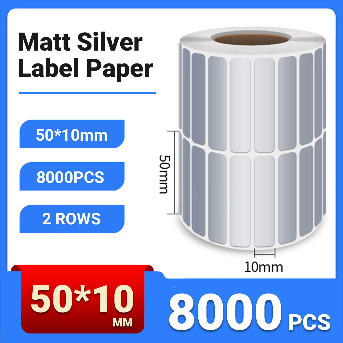 Silver PET Thermal Transfer Labels Waterproof Self Adhesive Sticker Roll