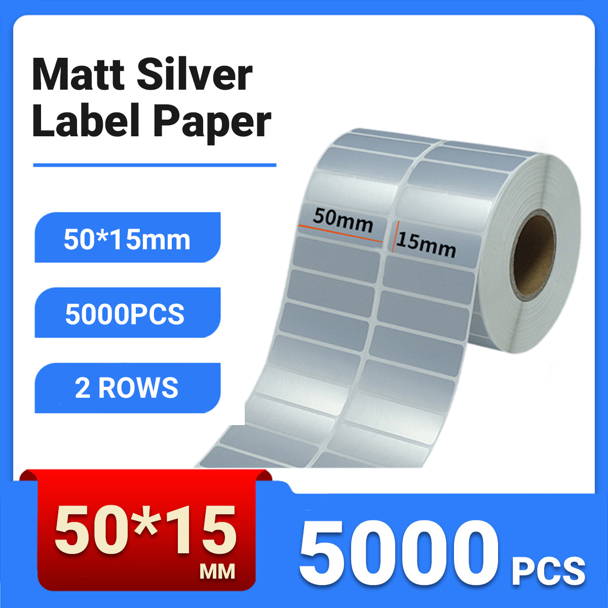 Silver PET Thermal Transfer Labels Waterproof Self Adhesive Sticker Roll