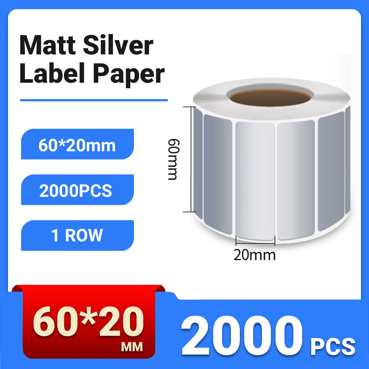 Silver PET Thermal Transfer Labels Waterproof Self Adhesive Sticker Roll