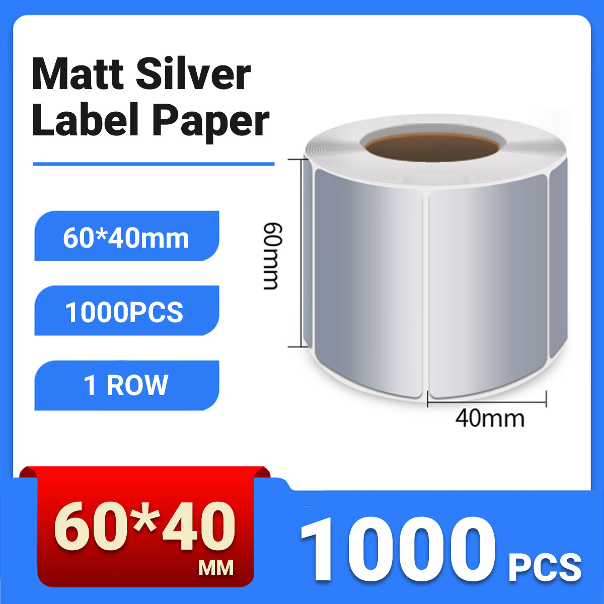 Silver PET Thermal Transfer Labels Waterproof Self Adhesive Sticker Roll