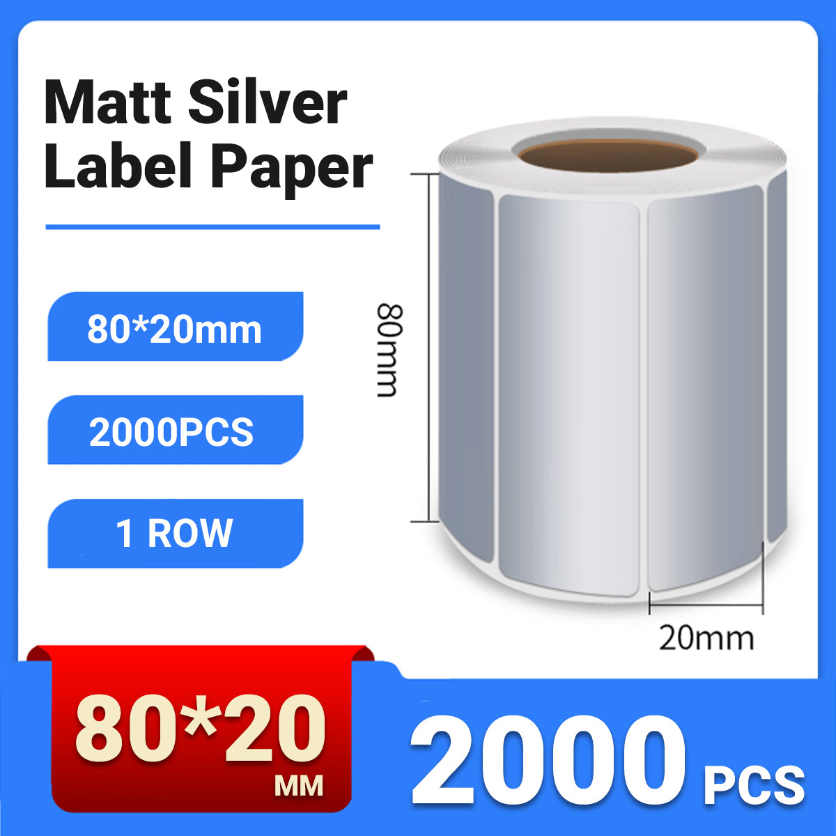 Silver PET Thermal Transfer Labels Waterproof Self Adhesive Sticker Roll
