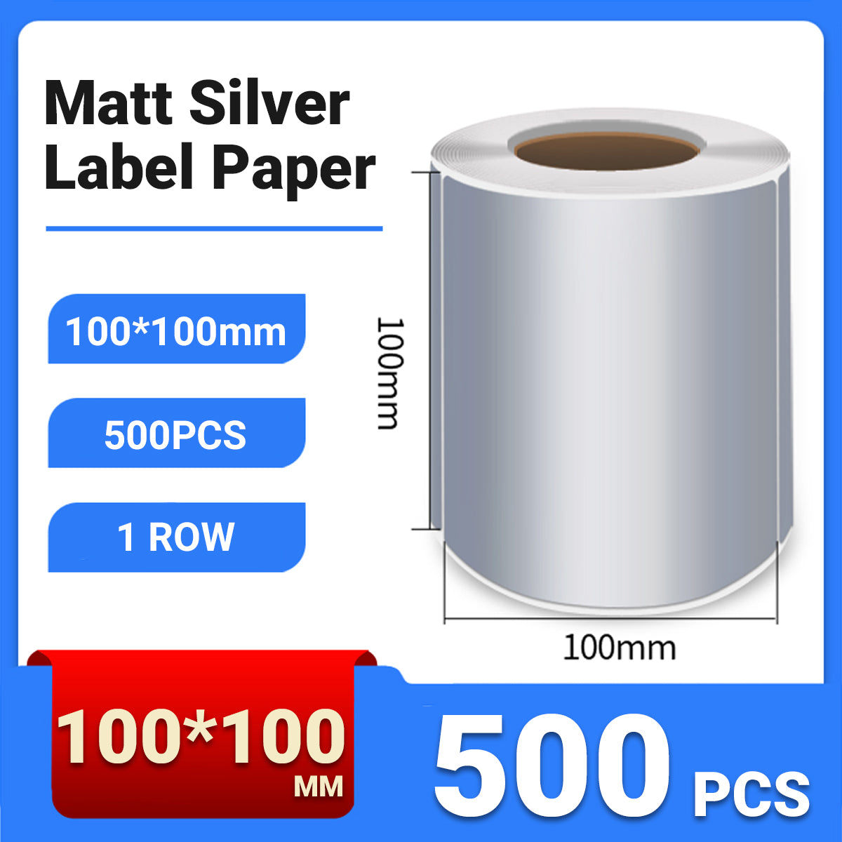 Silver PET Thermal Transfer Labels Waterproof Self Adhesive Sticker Roll