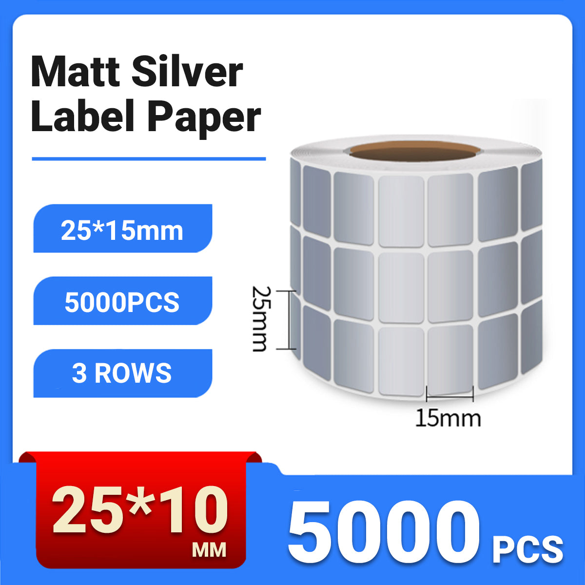 Silver PET Thermal Transfer Labels Waterproof Self Adhesive Sticker Roll