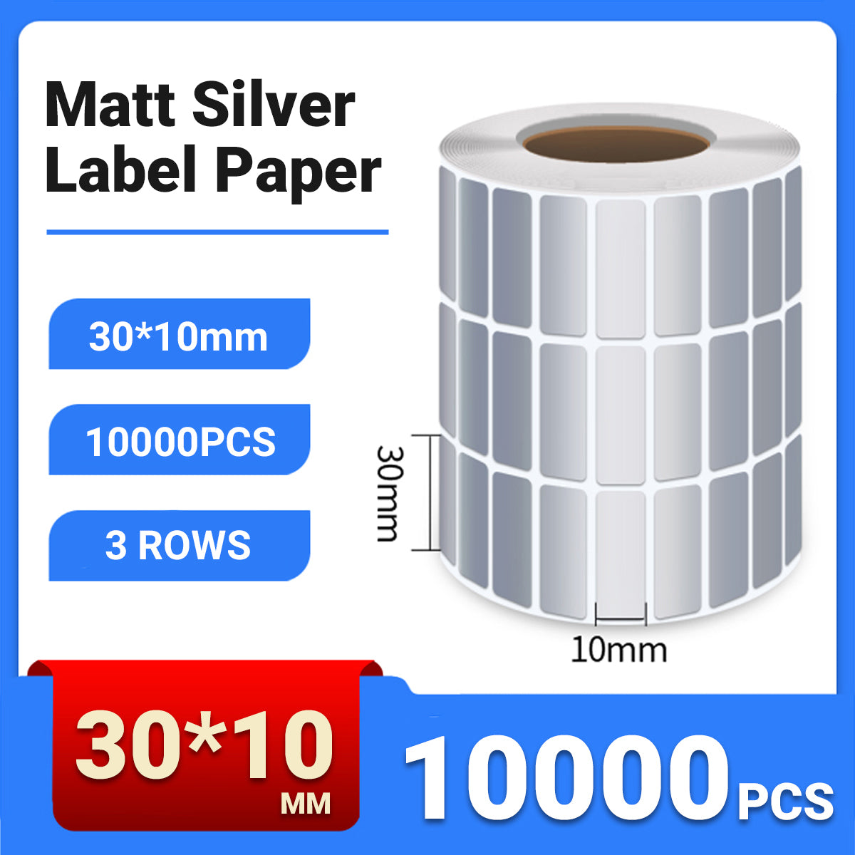 Silver PET Thermal Transfer Labels Waterproof Self Adhesive Sticker Roll
