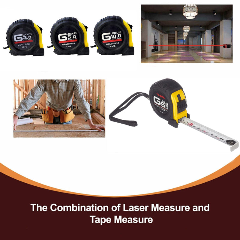 Steel Measuring Tape with Rubber Grip Dual-Sided Metric Inch 3/5/10m