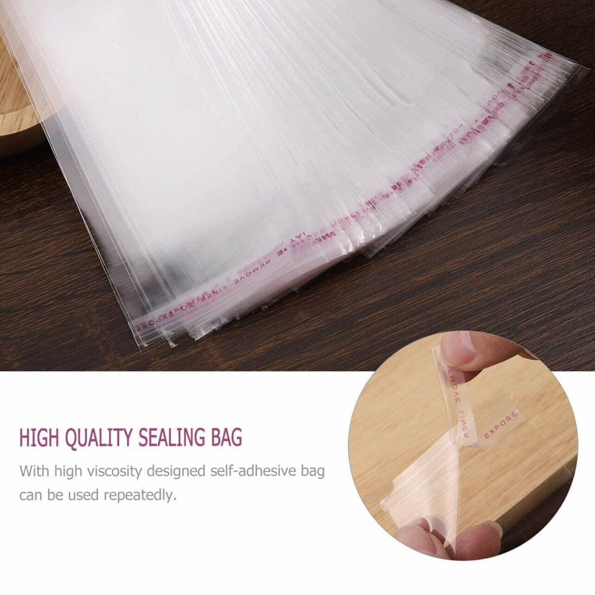 100pcs Self Seal Cellophane Bags Clear Bulk Adhesive Plastic OPP