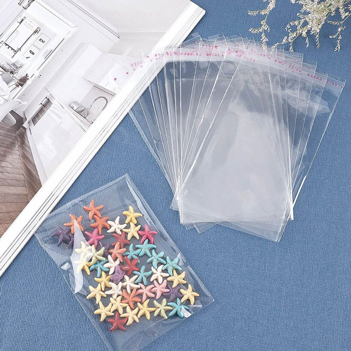 100pcs Self Seal Cellophane Bags Clear Bulk Adhesive Plastic OPP