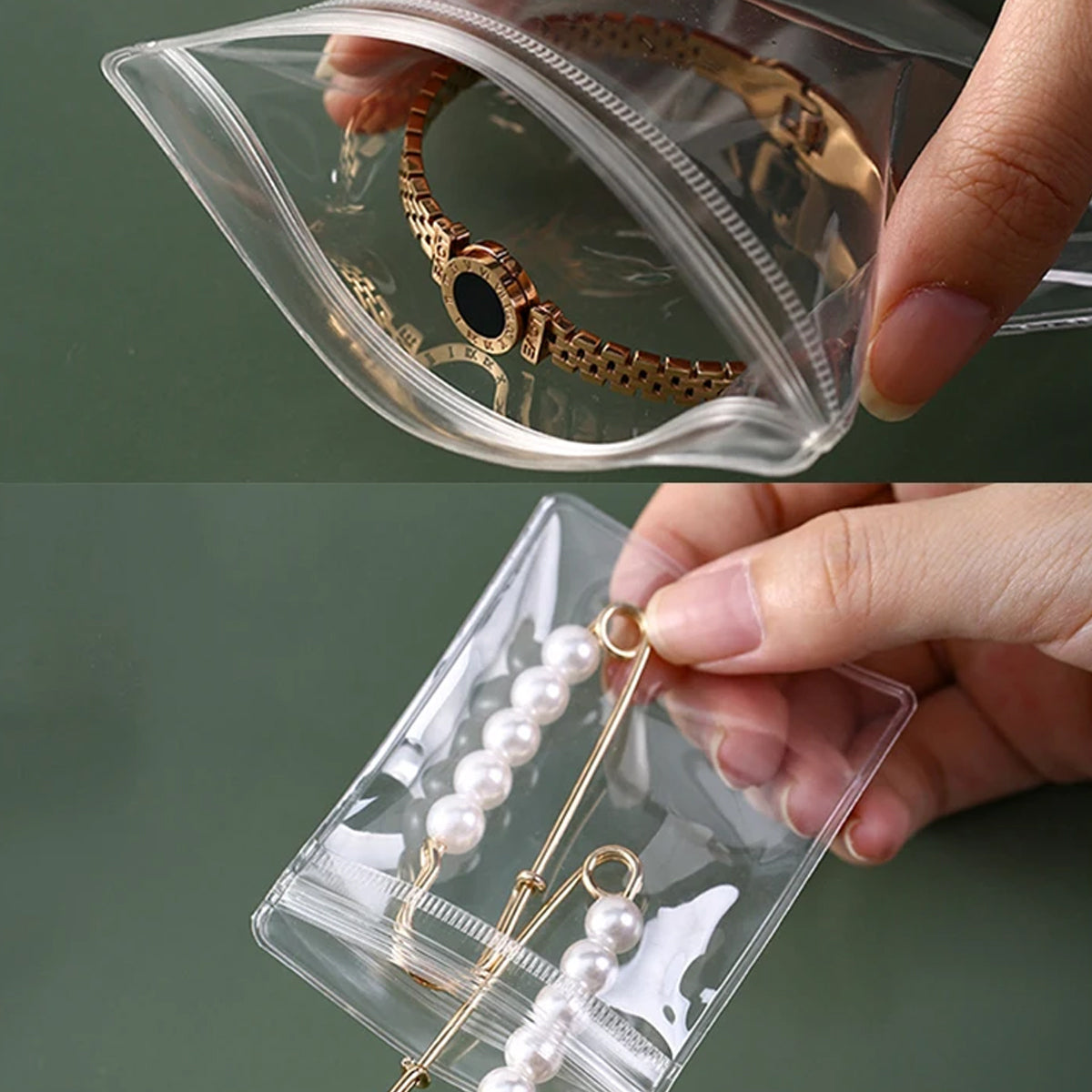 100pcs PVC Self-Sealing Jewelry Bags Dustproof Anti-Oxidation