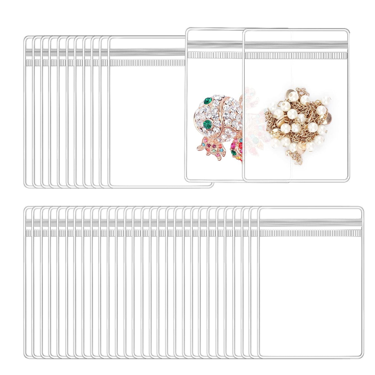100pcs PVC Self-Sealing Jewelry Bags Dustproof Anti-Oxidation