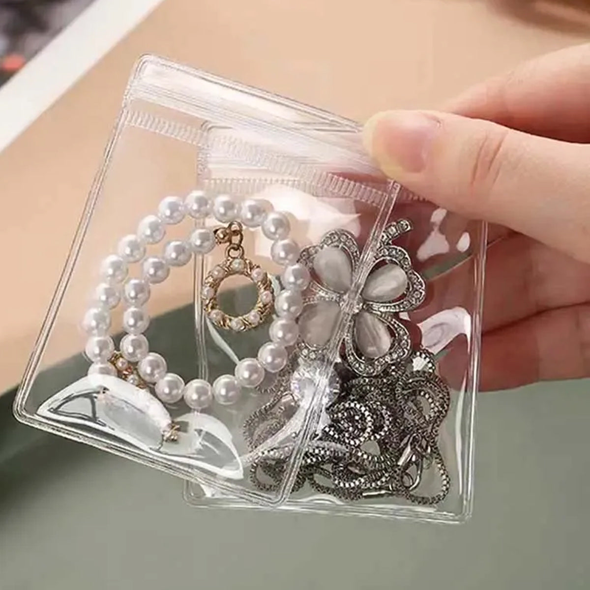 100pcs PVC Self-Sealing Jewelry Bags Dustproof Anti-Oxidation