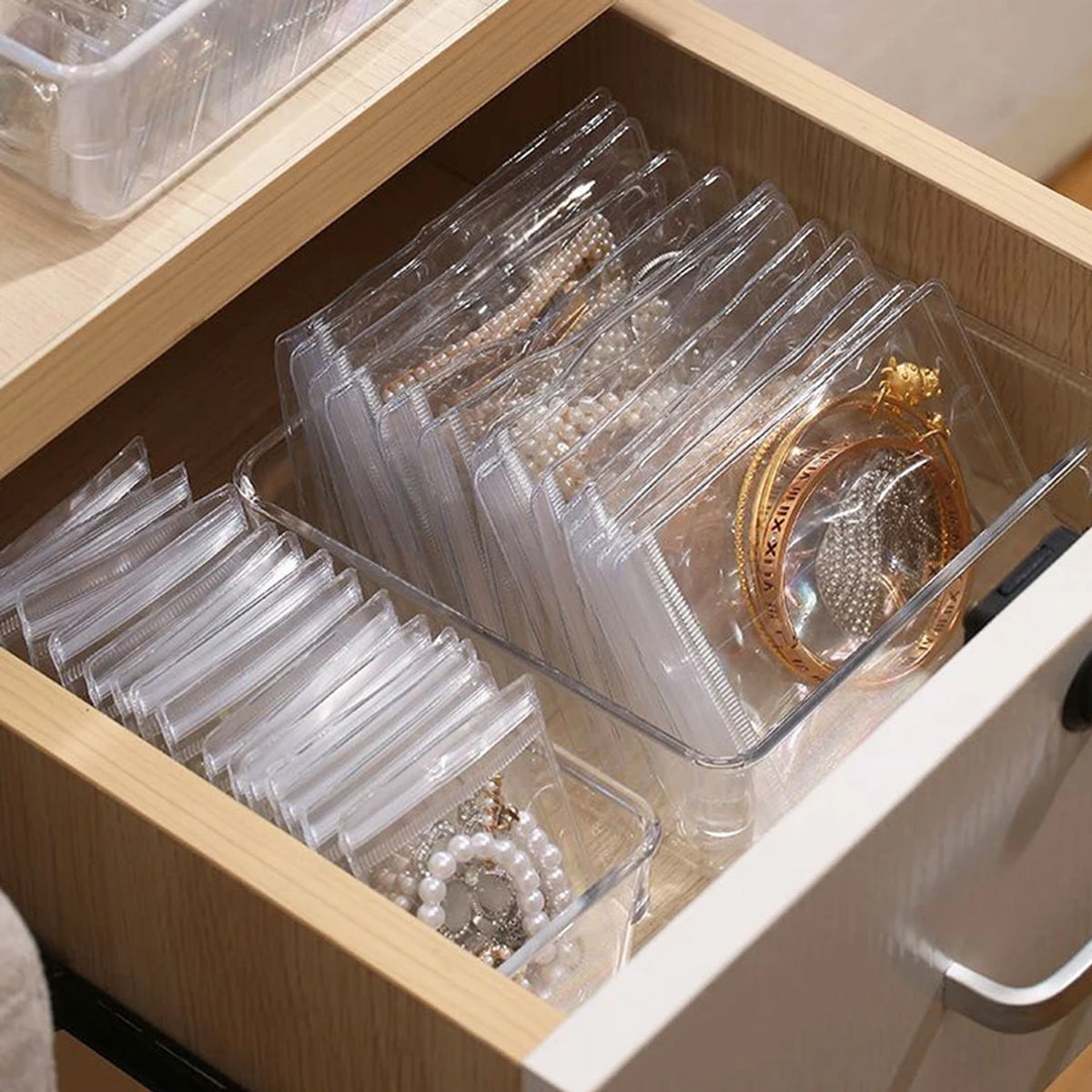 100pcs PVC Self-Sealing Jewelry Bags Dustproof Anti-Oxidation