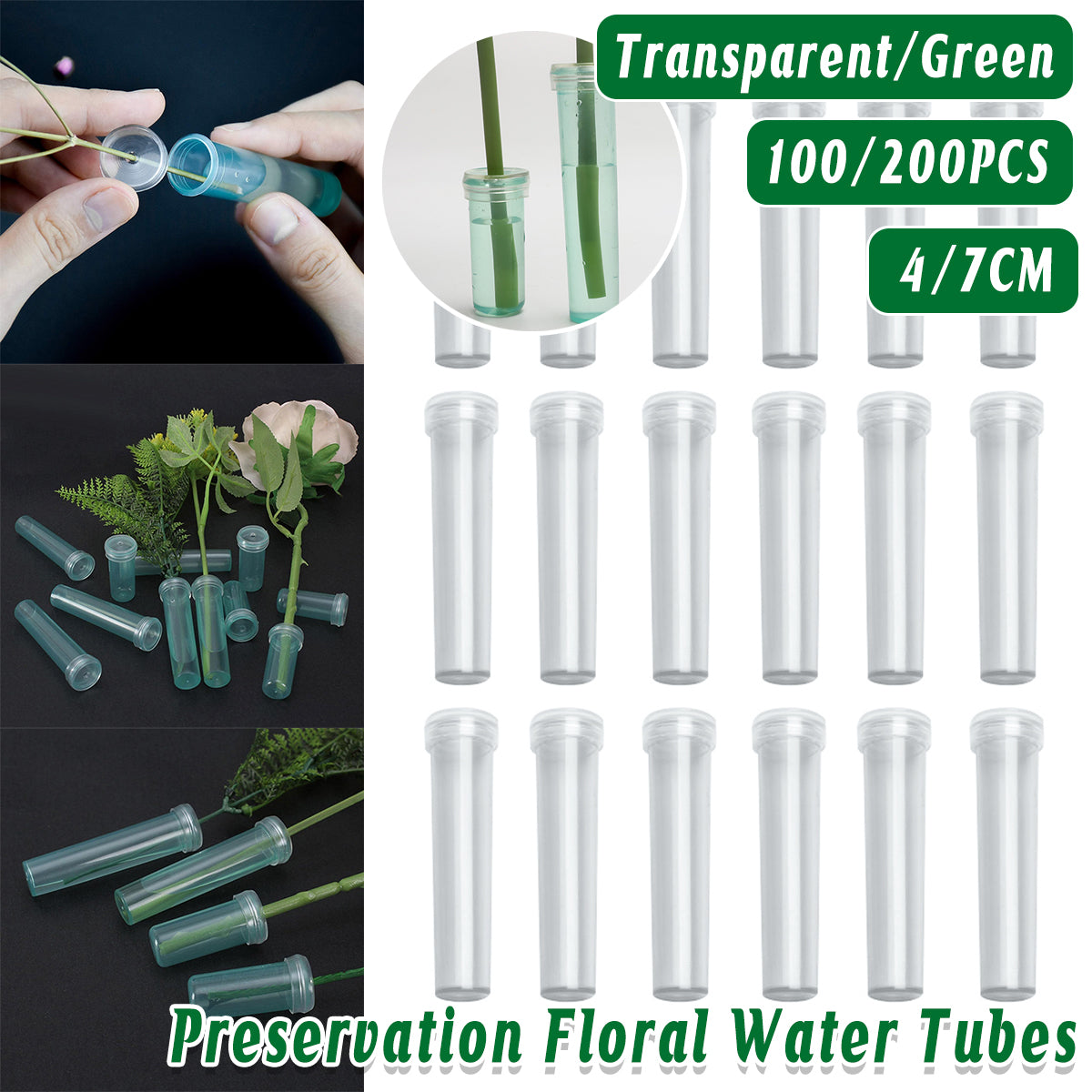 100/200PCS Flower Fresh Keeping Tubes Floral Bouquet Water Supply