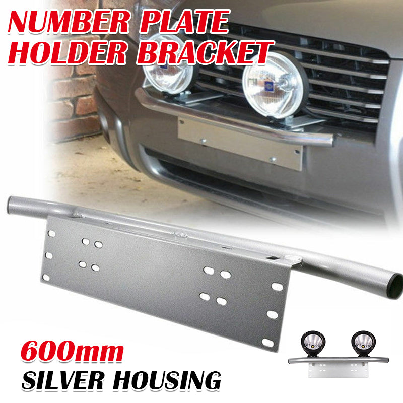 Universal Silver Bullbar Number Plate Mounting Bracket for Driving LED Light Bars