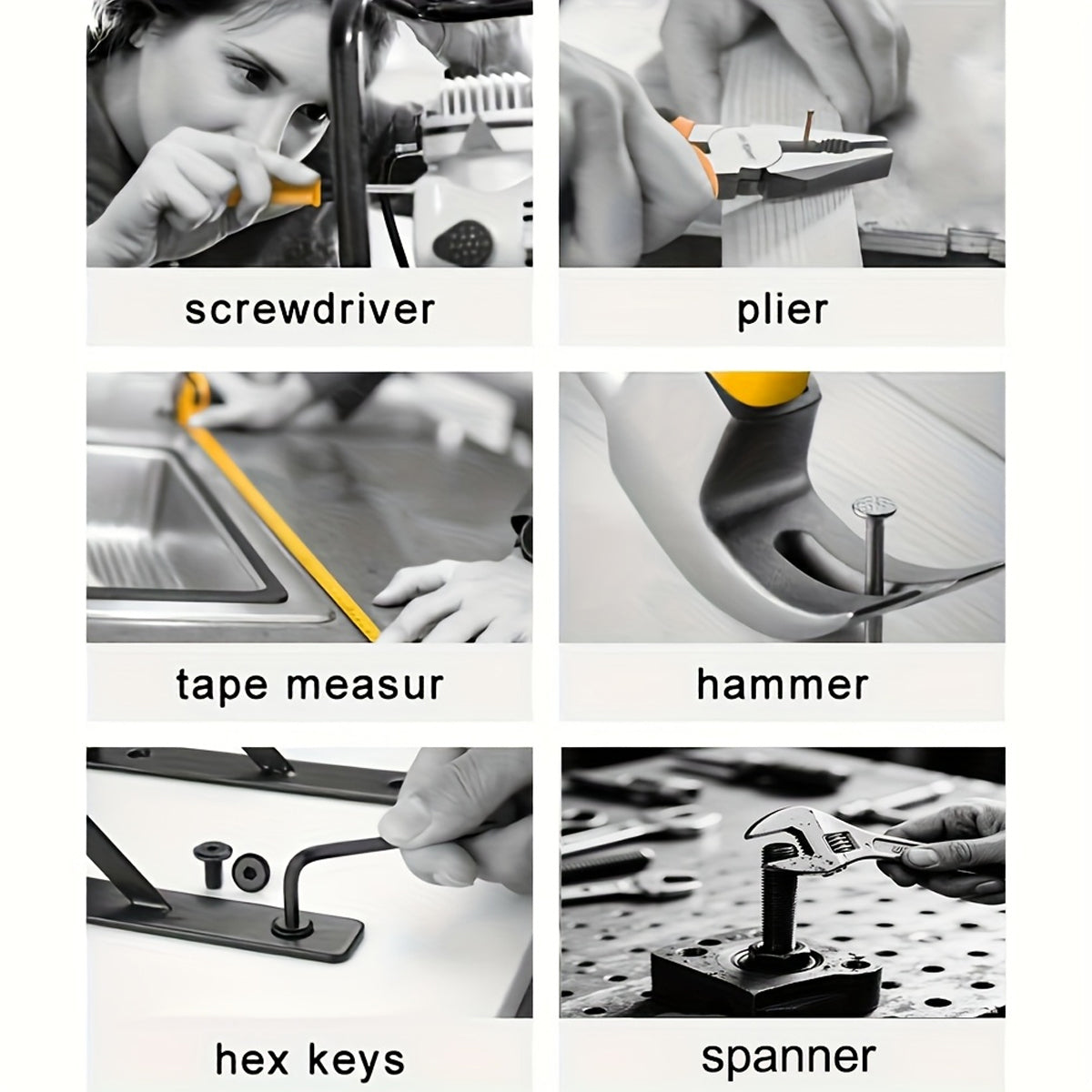 20PCS Home Repair Tool Kit with Wrench Hammer and Bits