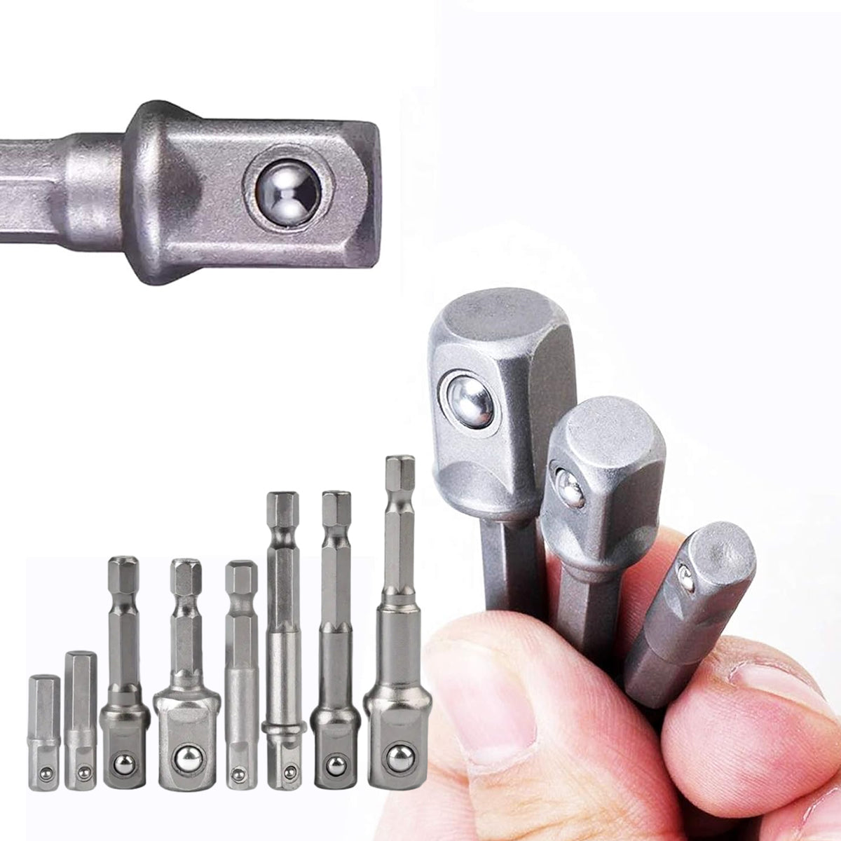 8PCS Hex Shank Socket Adapter Set for Drill Impact Driver