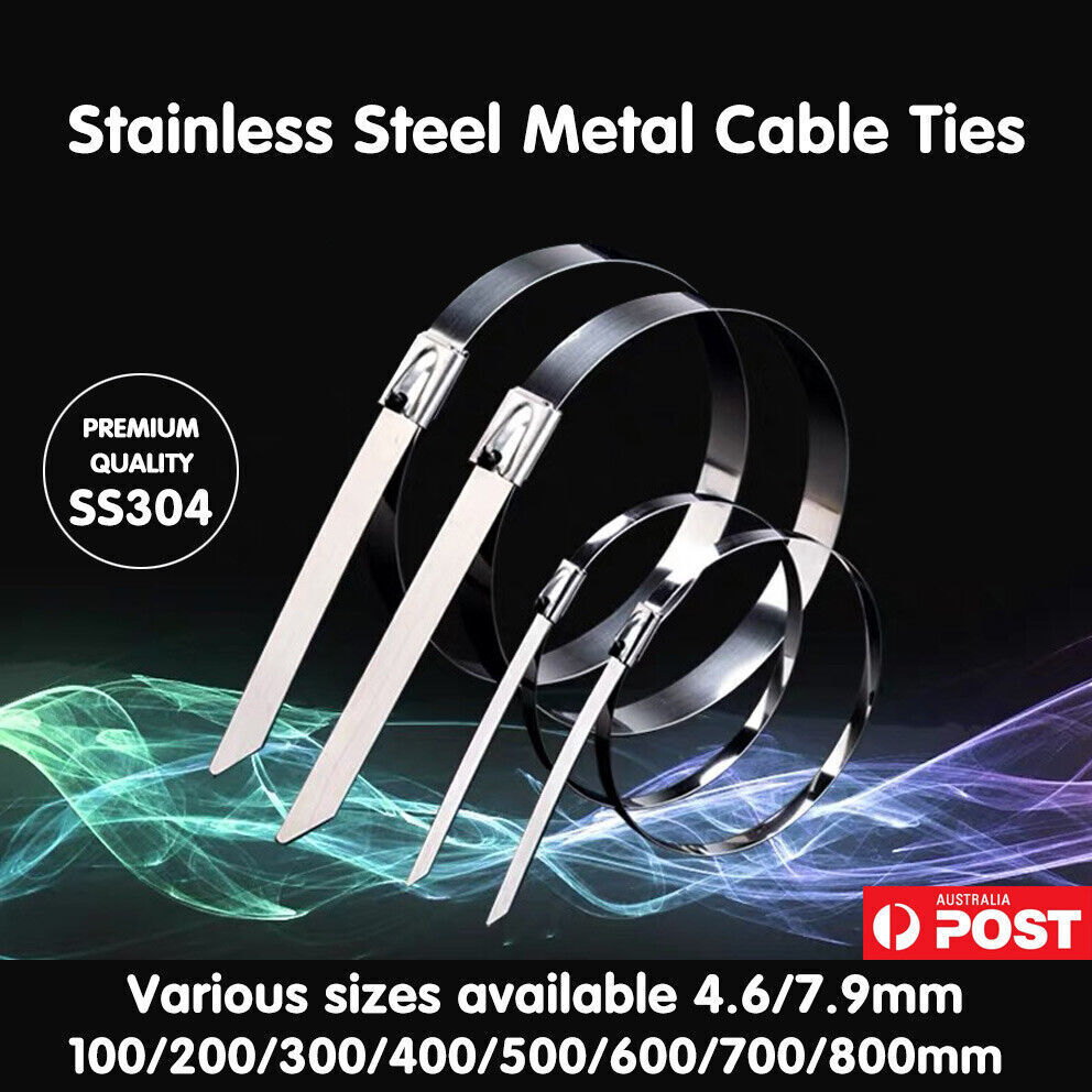 Stainless Steel Cable Ties SS304 Marine Grade Zip Strap Locking Wrap