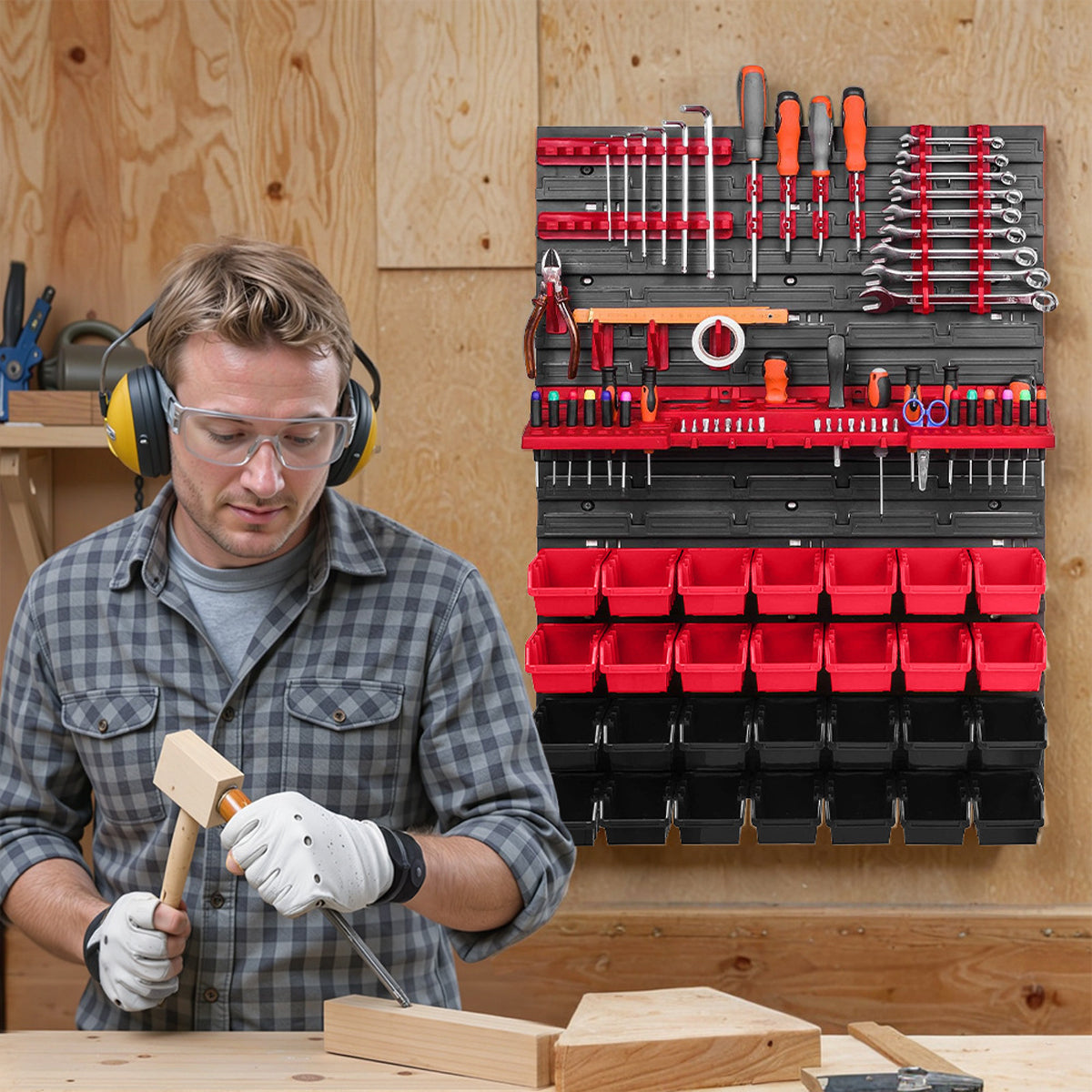 49PCS Wall Mounted Tool Storage Box Organizer for Warehouse Use