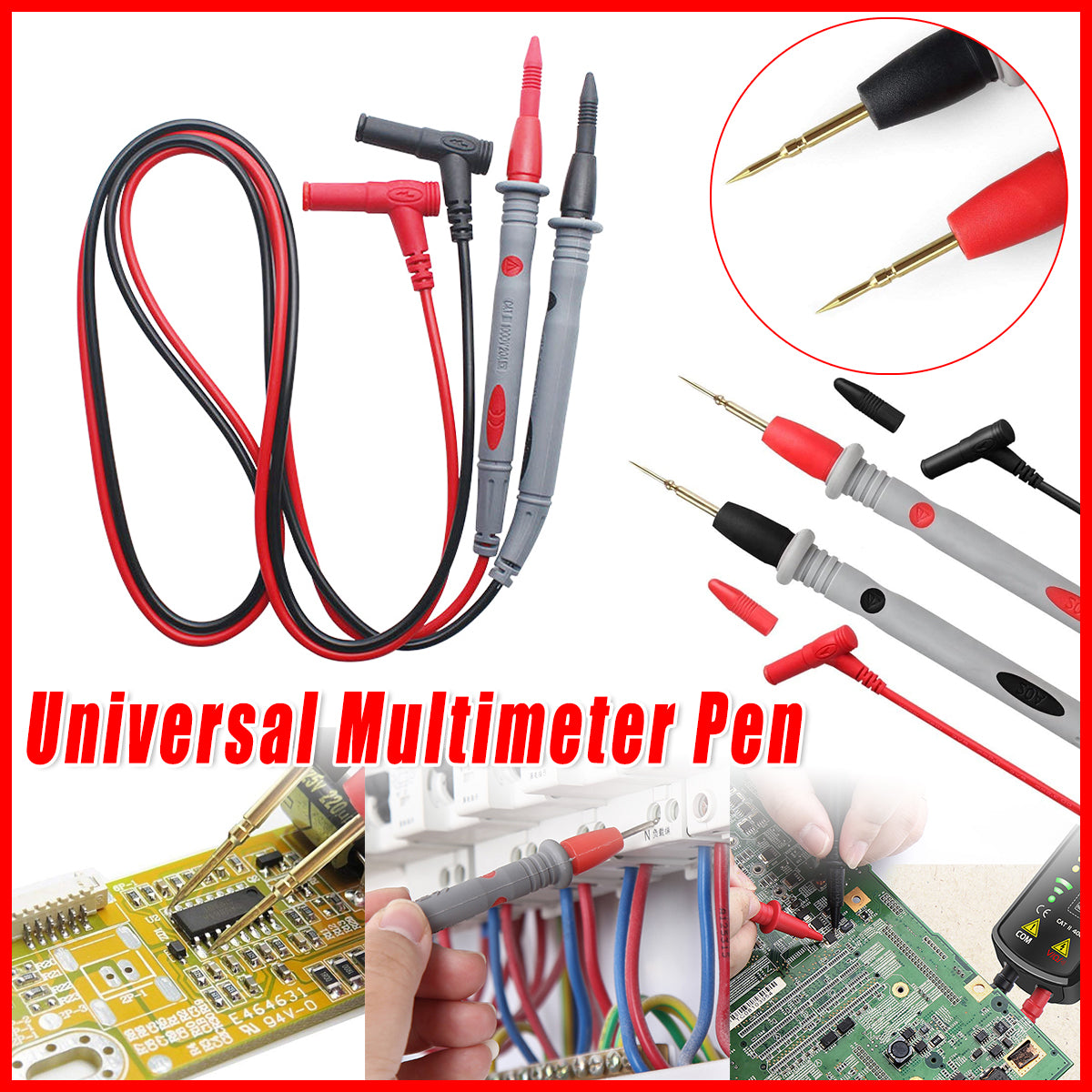 Universal Multimeter Test Pen Leads with Clip Accessories
