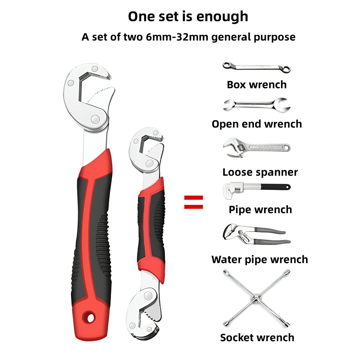 Snap N Grip Universal Adjustable Wrench Set 2PCS Multi Function Tool