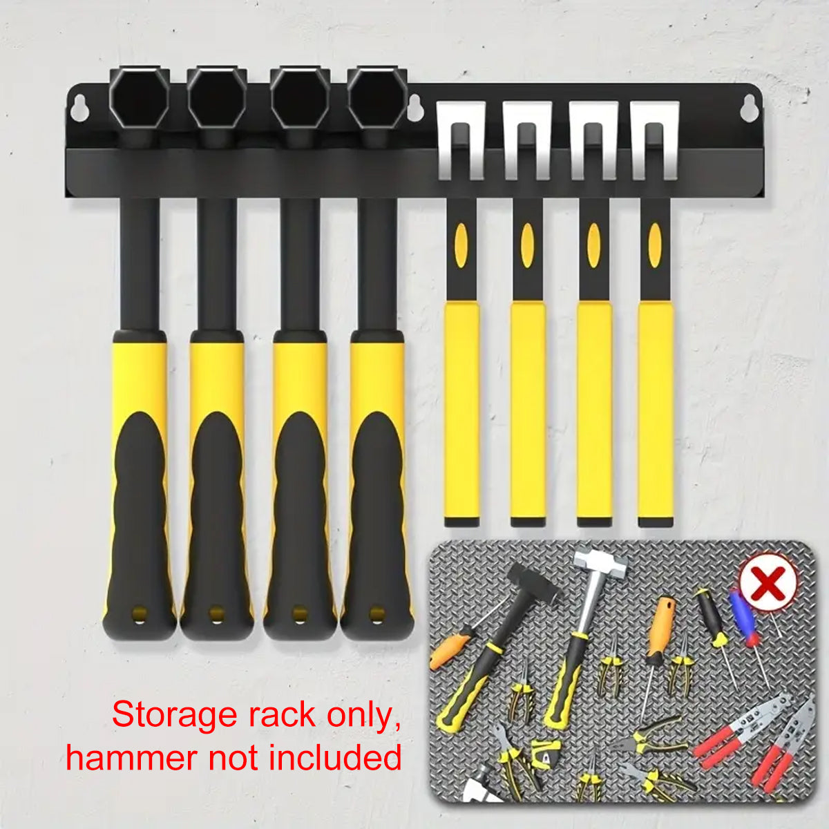Wall Mounted Metal Tool Rack Carbon Steel Organizer for Warehouse Tools
