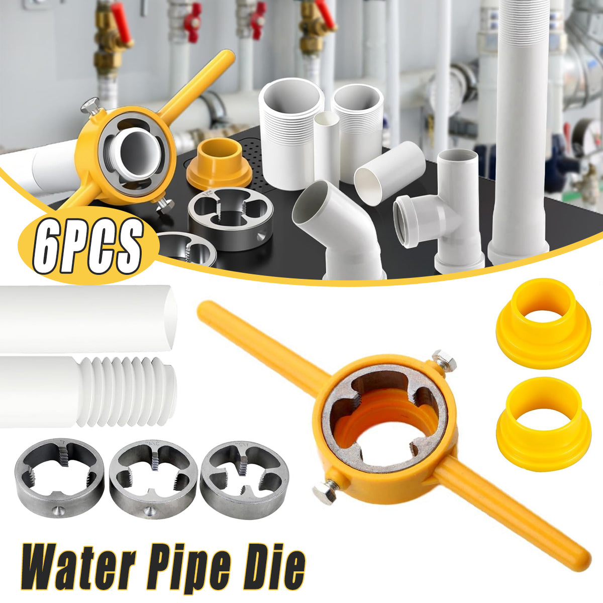 6PCS Plumbing Pipe Thread Die Set for Plastic Water Pipes