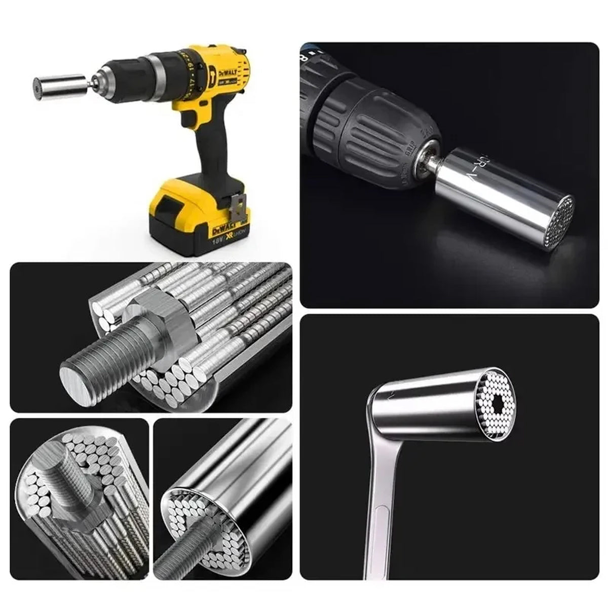 Universal Socket Grip Multi Function Ratchet Wrench Power Drill Tool Set