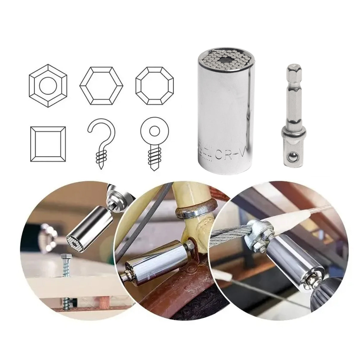 Universal Socket Grip Multi Function Ratchet Wrench Power Drill Tool Set