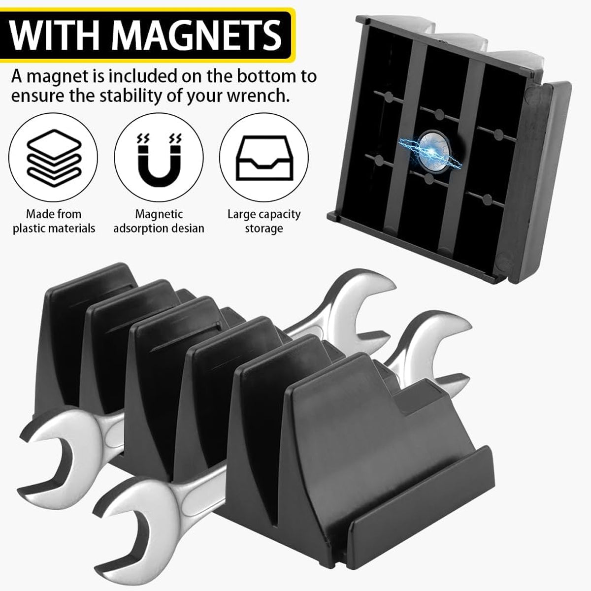 Magnetic Modular Wrench Holder Rack for Warehouse Tool Storage